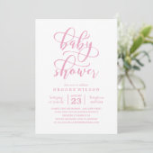 Invitation Baby shower rose simple (Debout devant)