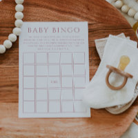 Baby shower Rose simple Dusty Baby Bingo Card