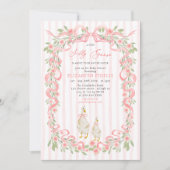 Invitation Baby shower Rose sot rose oie Bow (Devant)