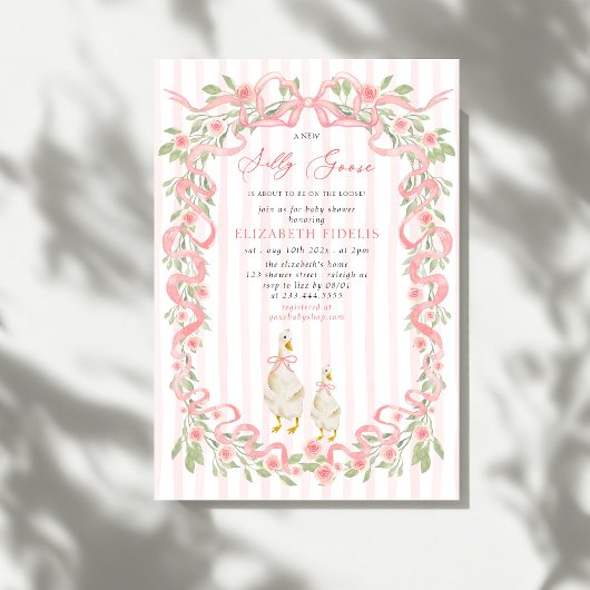 Invitation Baby shower Rose sot rose oie Bow