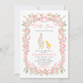 Invitation Baby shower Rose sot rose oie Bow (Devant)