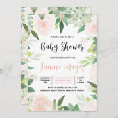 Invitation Baby shower rose Succulent (Devant / Derrière)
