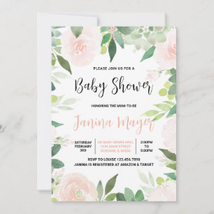 Invitation Baby shower rose Succulent