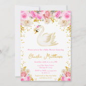 Invitation Baby shower Rose Swan Pink et Gold (Devant)