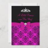 Invitation Baby shower rose Tiara & Damask (Devant)