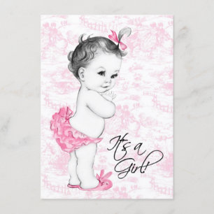 Invitation Baby-shower rose toile