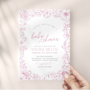 Invitation Baby Shower Rose Toile de Jouy