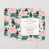 Invitation Baby Shower Rose Tropical (Devant / Derrière)