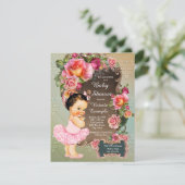 Invitation Baby shower Rose Tutu rose (Debout devant)