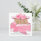 Invitation Baby shower rose TWIN Afro-Américain (Debout devant)
