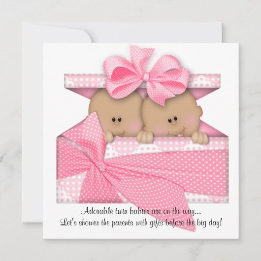 Invitation Baby shower rose TWIN Afro-Américain (Devant)