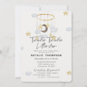 Invitation Baby shower rose Twinkle Little Star (Devant)