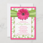 Invitation Baby shower rose vert Gerbera Daisy (Devant)