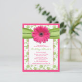 Invitation Baby shower rose vert Gerbera Daisy (Debout devant)