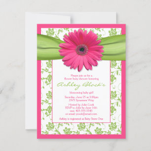 Invitation Baby shower rose vert Gerbera Daisy