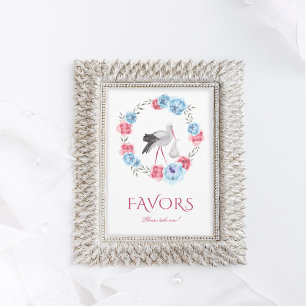 Invitation Baby shower rose vif d'hiver Faveurs Panneau de ta