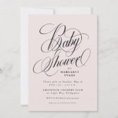 Invitation Baby shower rose vif simple et élégant (Devant)