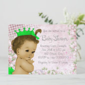 Invitation Baby shower rose Vintage adorable (Debout devant)