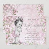Invitation Baby shower rose Vintage adorable (Devant / Derrière)