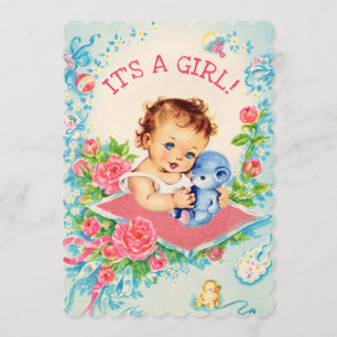 Invitation Baby shower rose Vintage bébé et Rose