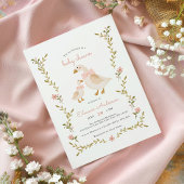 Invitation Baby shower rose Vintage fille