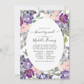 Invitation Baby shower rose, violet et prune par courrier (Devant)