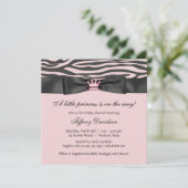 Invitation Baby shower rose Zebra (Debout devant)