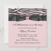 Invitation Baby shower rose Zebra (Devant)