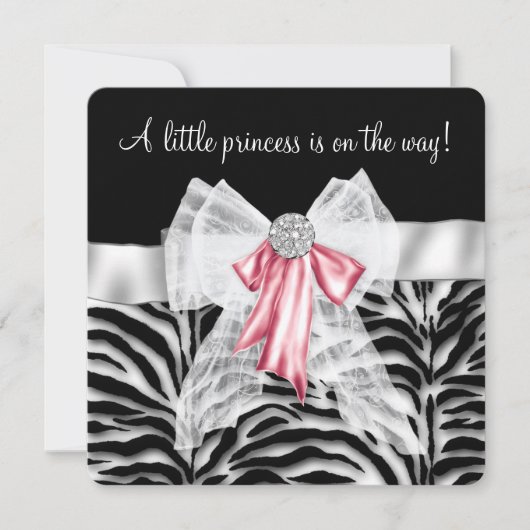 Invitation Baby shower rose Zebra (Devant)