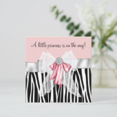 Invitation Baby shower rose Zebra rose noir Princesse (Debout devant)