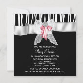 Invitation Baby shower rose Zebra rose noir Princesse (Dos)