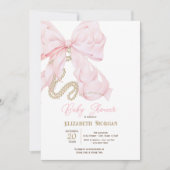 Invitation Baby Shower Roseau Pastel Perles Points (Devant)