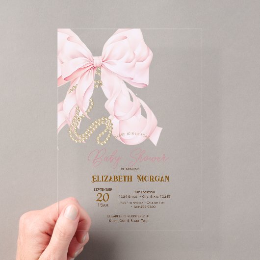 Invitation Baby Shower Roseau Pastel Perles Points (In situ (ordinateur de poche))