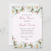 Invitation Baby shower Roses Blanches (Devant)