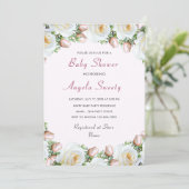 Invitation Baby shower Roses Blanches (Debout devant)