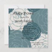Invitation Baby shower Roses Bleues et Blancs (Dos)
