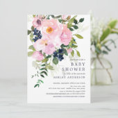 Invitation Baby shower Roses et pivoines (Debout devant)