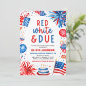 Invitation Baby shower rouge, blanc et respectueux de l'égali (Debout devant)