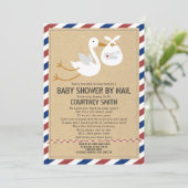 Invitation Baby shower Rouge Bleu Par Courrier (Debout devant)