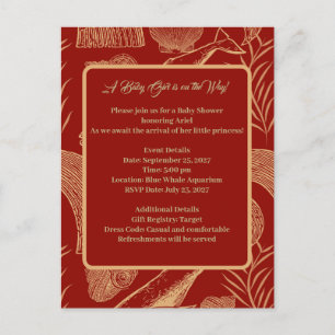 Invitation Baby shower rouge de baleine marine vin