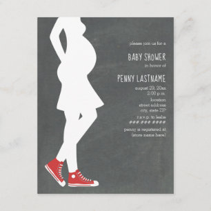Invitation Baby shower rouge de bosse de bébé de baskets