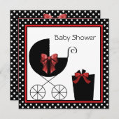 Invitation Baby shower rouge et noir doux (Devant / Derrière)