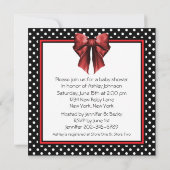 Invitation Baby shower rouge et noir doux (Dos)
