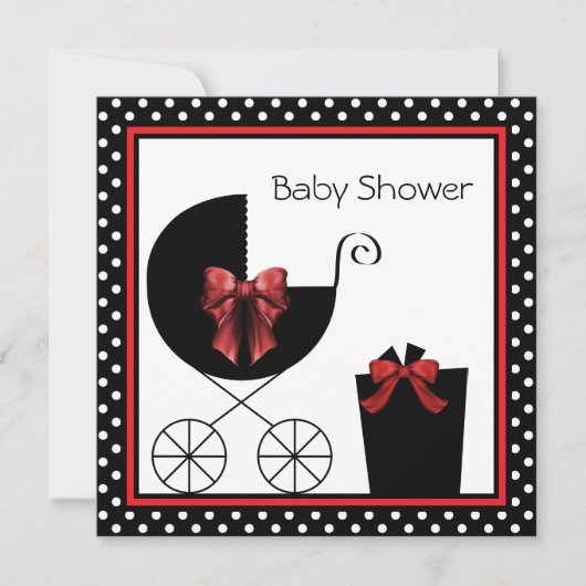 Invitation Baby shower rouge et noir doux (Devant)