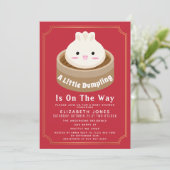 Invitation Baby shower Rouge mignon (Debout devant)