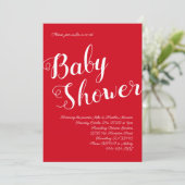 Invitation Baby shower rouge moderne Co-Ed Genre Neutre (Debout devant)