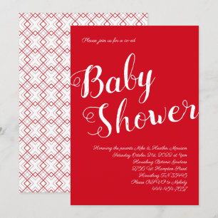 Invitation Baby shower rouge moderne Co-Ed Genre Neutre