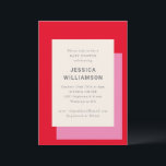 Invitation Baby shower rouge rose gras géométrique moderne<br><div class="desc">Invitation Baby shower moderne géométrique Bold rose rouge élégant</div>