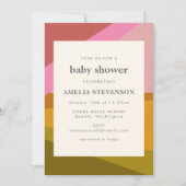 Invitation Baby shower rouge rouge vert rose vert et géométri (Devant)