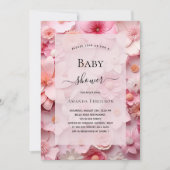 Invitation Baby shower rousse rose fleurs fille (Devant)